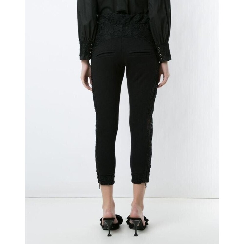 Andrea Bogosian Track Pants NWT Black Lace Suzanne Trousers Retail $477 Size S - Picture 3 of 8